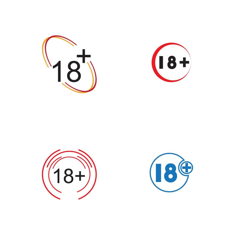 18 più icona simbolo illustrazione vettoriale modello di progettazione
