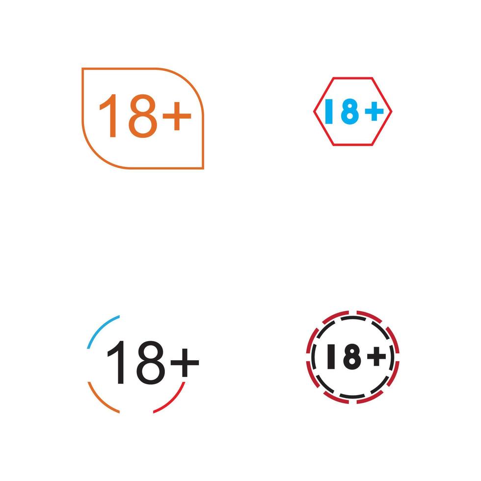 18 più icona simbolo illustrazione vettoriale modello di progettazione