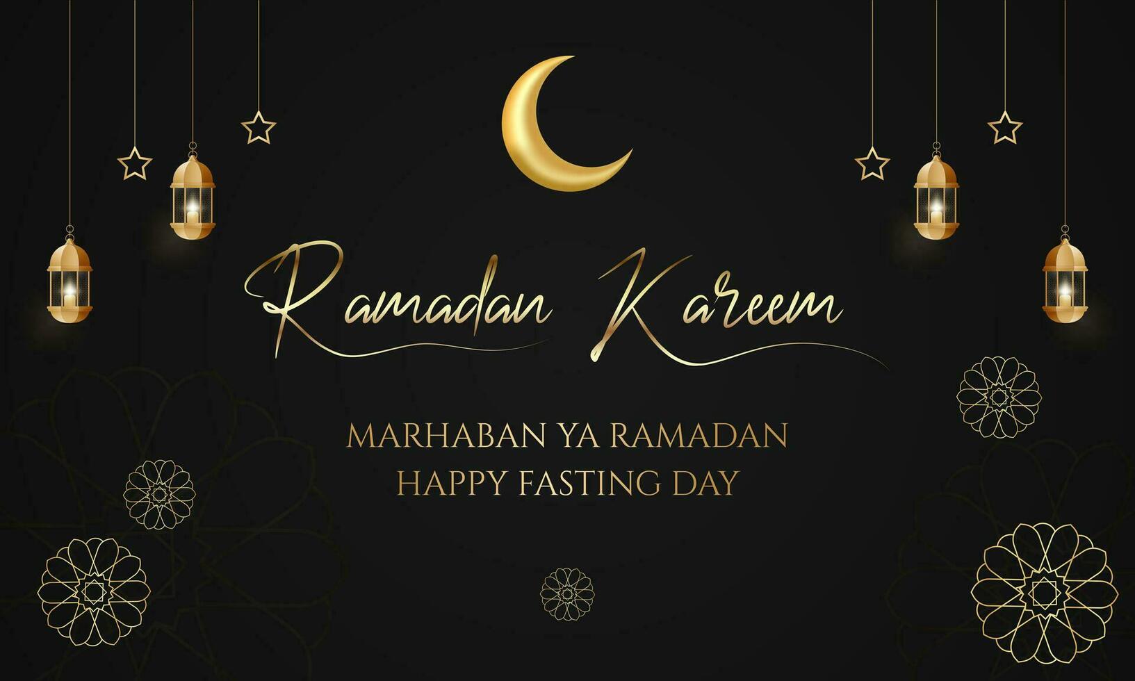 Ramadan kareem e marhaban ya Ramadan con d'oro manoscritto copione vettore