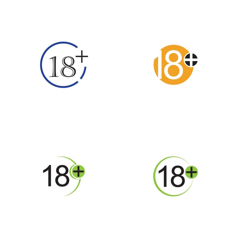 18 più icona simbolo illustrazione vettoriale modello di progettazione