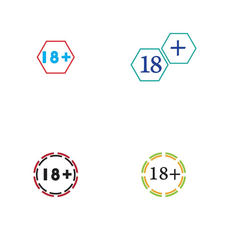 18 più icona simbolo illustrazione vettoriale modello di progettazione