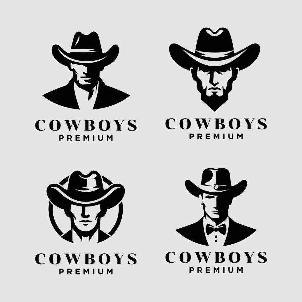 cowboy testa davanti viso logo icona design vettore