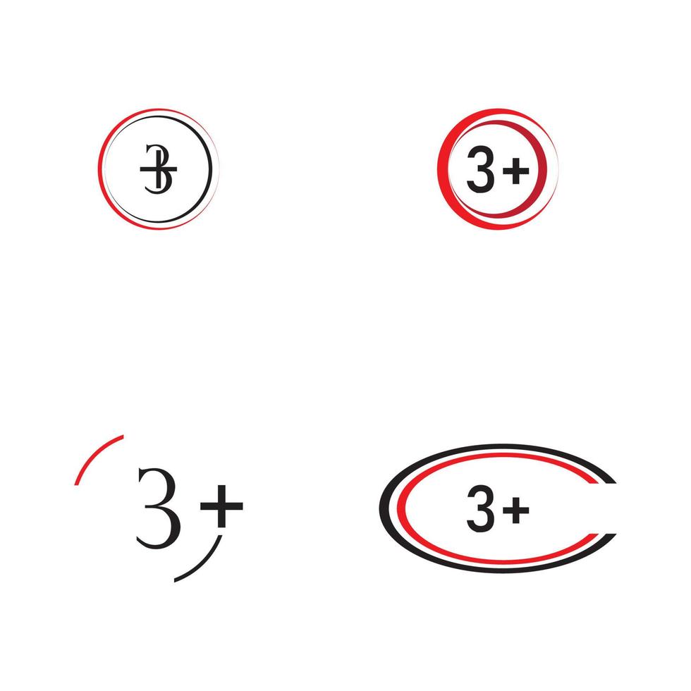 3 più icona simbolo illustrazione vettoriale modello di progettazione