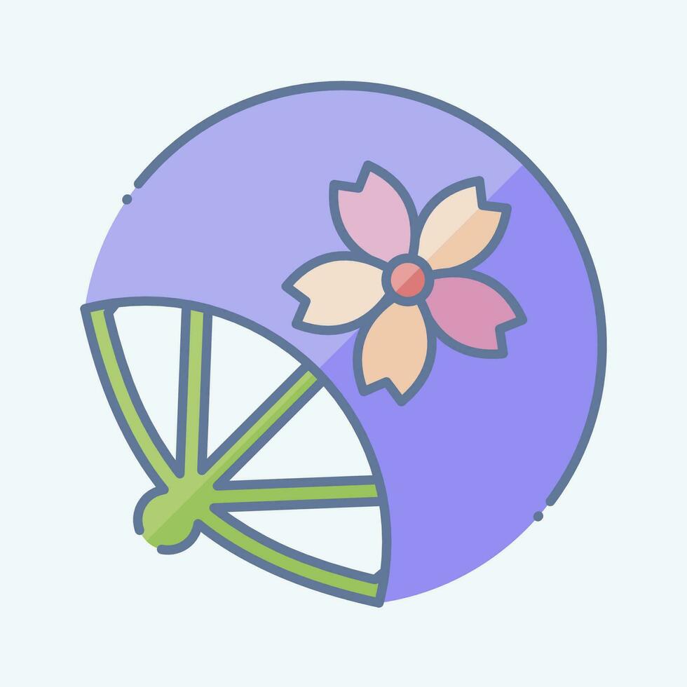 icona fan. relazionato per sakura Festival simbolo. scarabocchio stile. semplice design modificabile. semplice illustrazione vettore