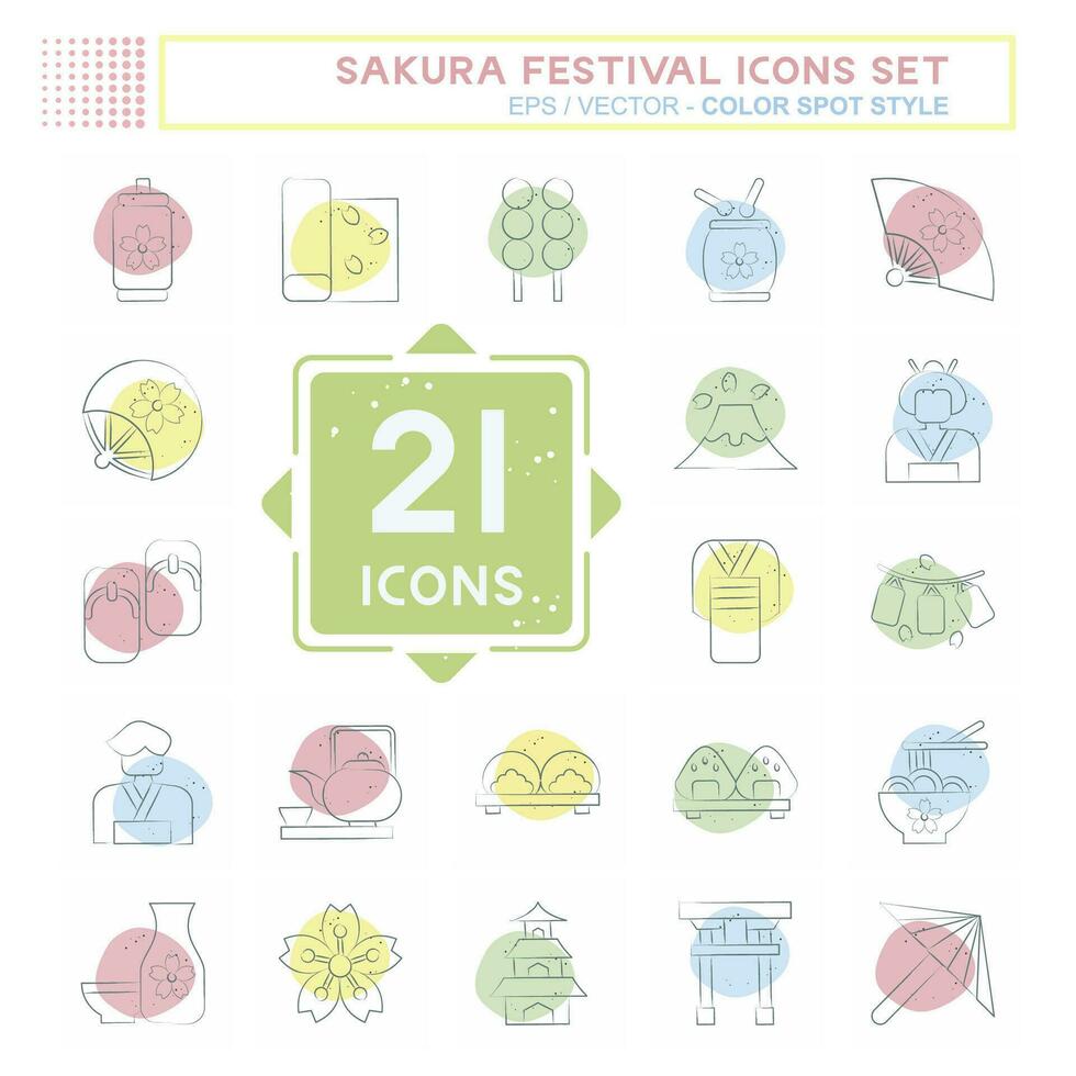icona impostato sakura Festival. relazionato per Giappone simbolo. colore individuare stile. semplice design modificabile. semplice illustrazione vettore