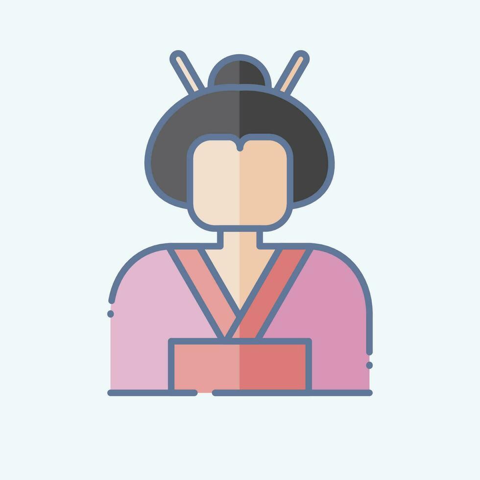 icona geisha. relazionato per sakura Festival simbolo. scarabocchio stile. semplice design modificabile. semplice illustrazione vettore