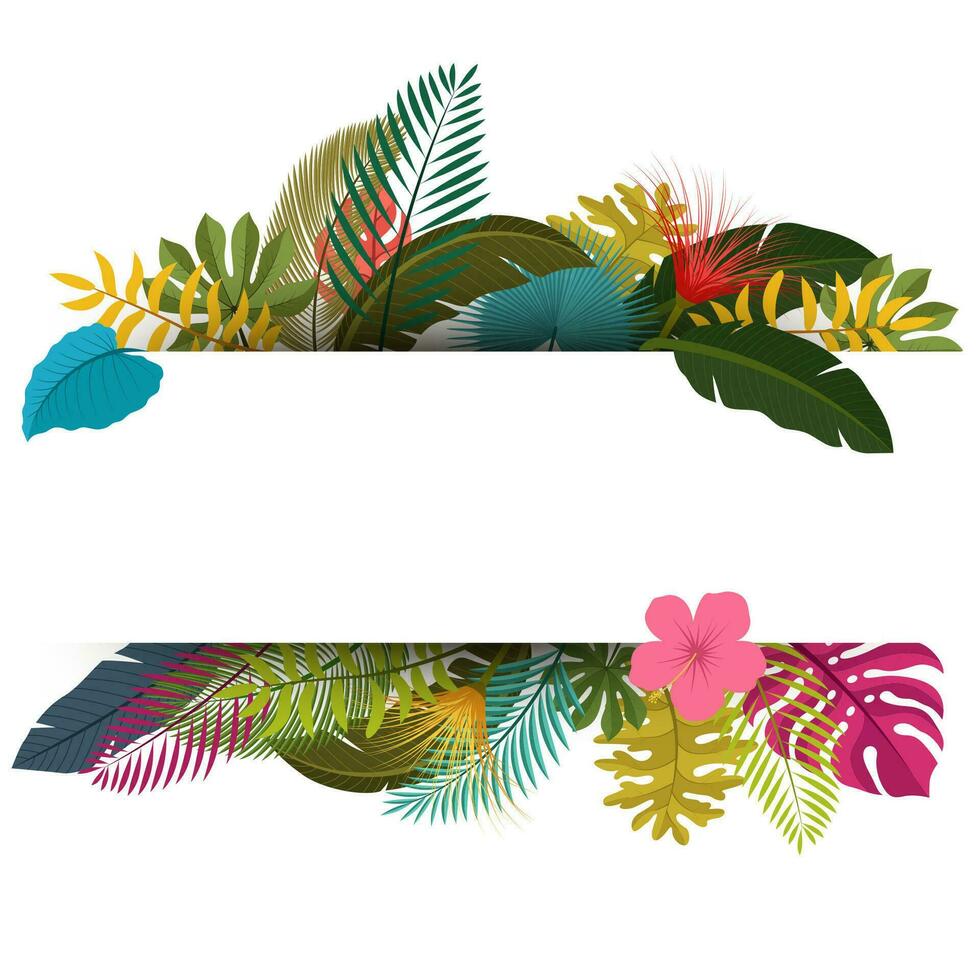 tropicale le foglie floreale Vintage ▾ con spazio per testo, facile per modificare. adatto per invito, natura concetto, e Altro, vettore illustrazione