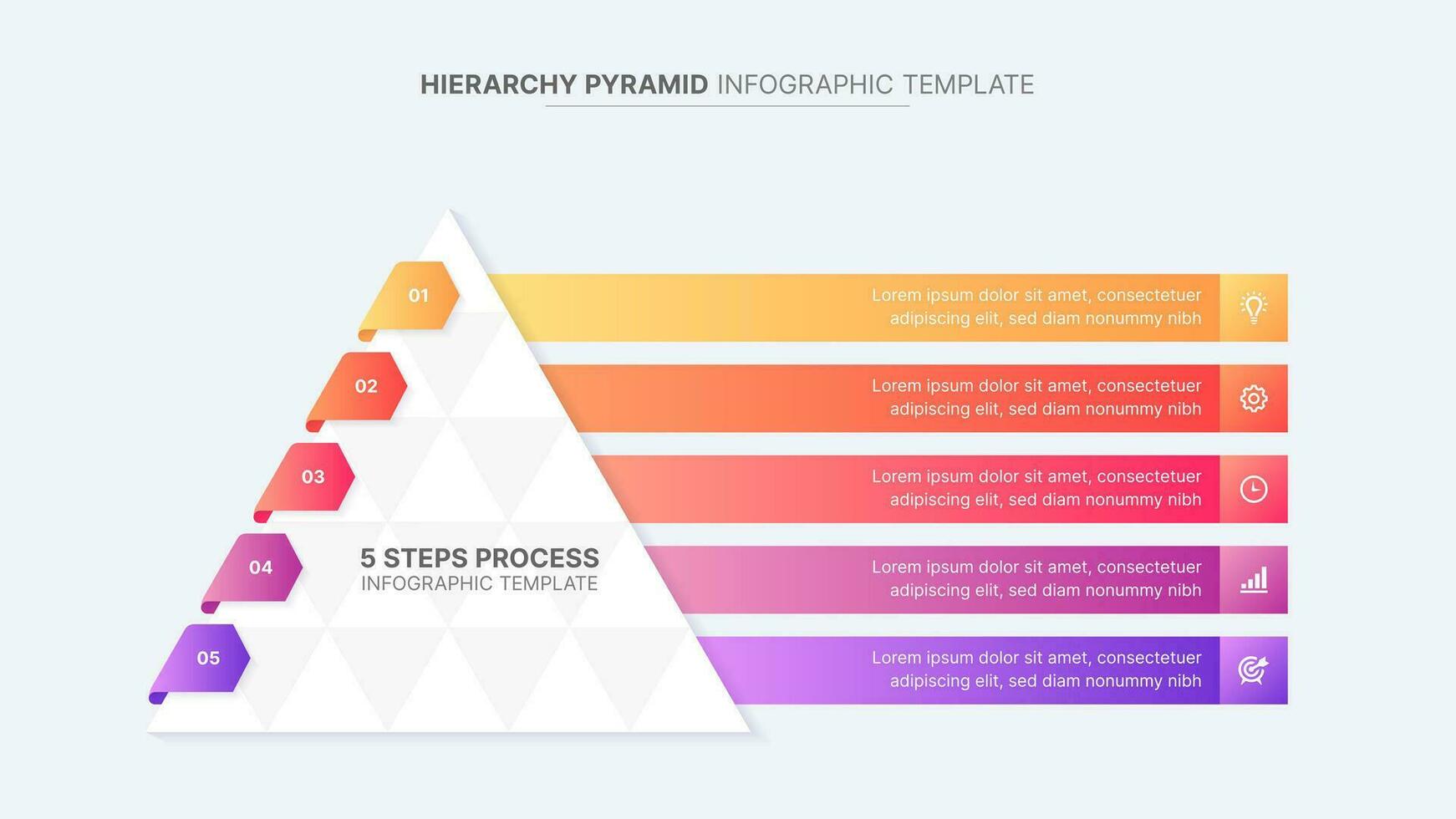 gerarchia 3d piramide cinque 5 opzioni attività commerciale Infografica design modello vettore