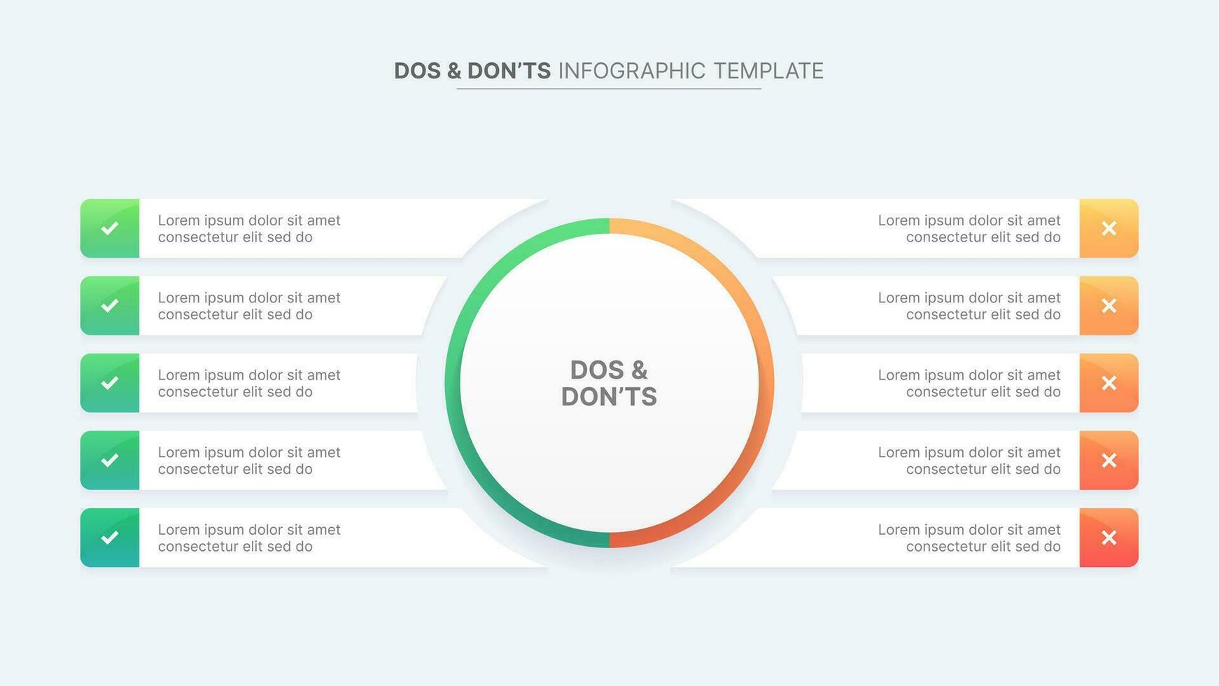 cerchio il giro dos e non fare, professionisti e contro, contro, contro confronto Infografica design modello vettore