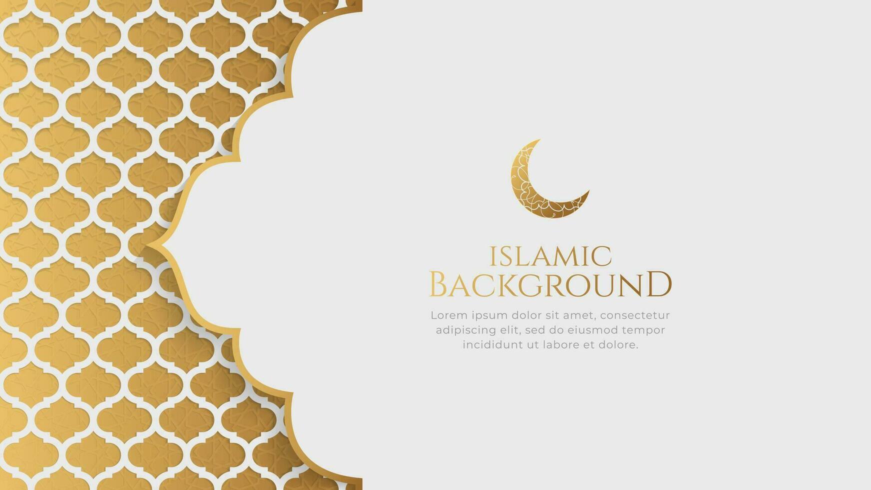 islamico Arabo arabesco ornamento modello lusso d'oro bianca sfondo con copia spazio vettore