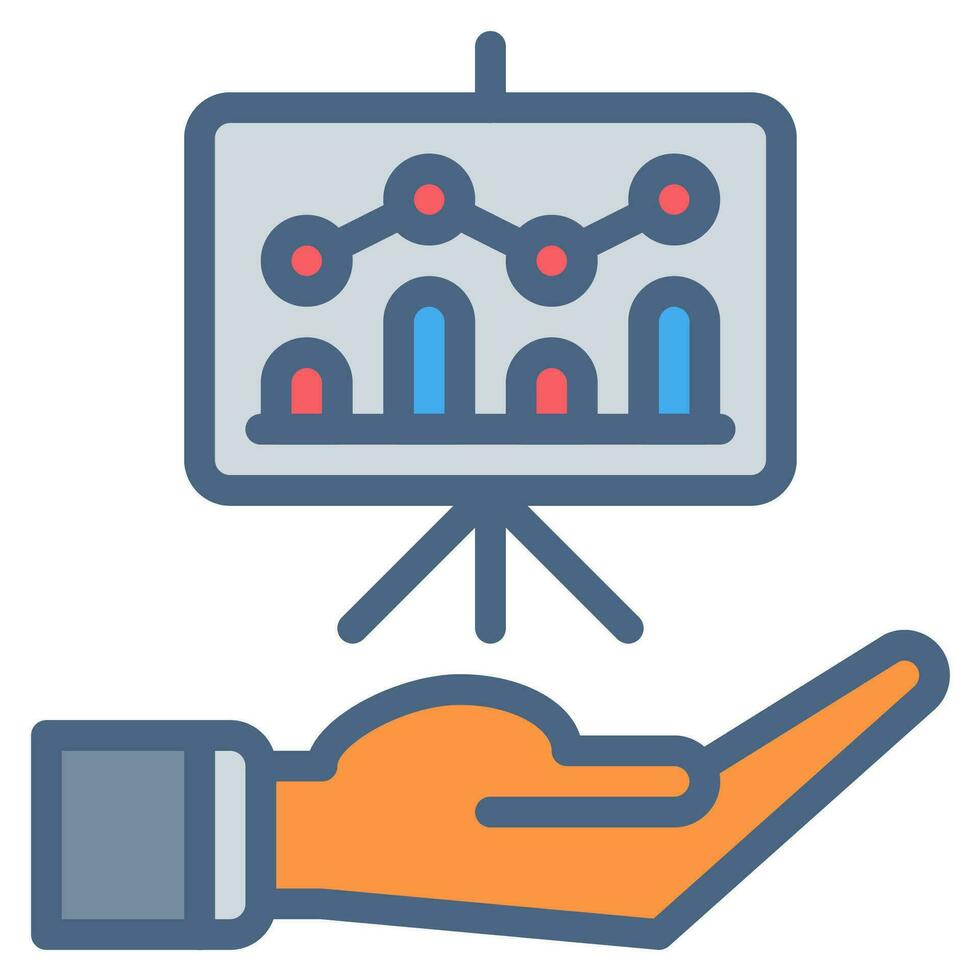 presentazione grafica grafico icona e mano icona schema nero stile. attività commerciale e finanza icone vettore