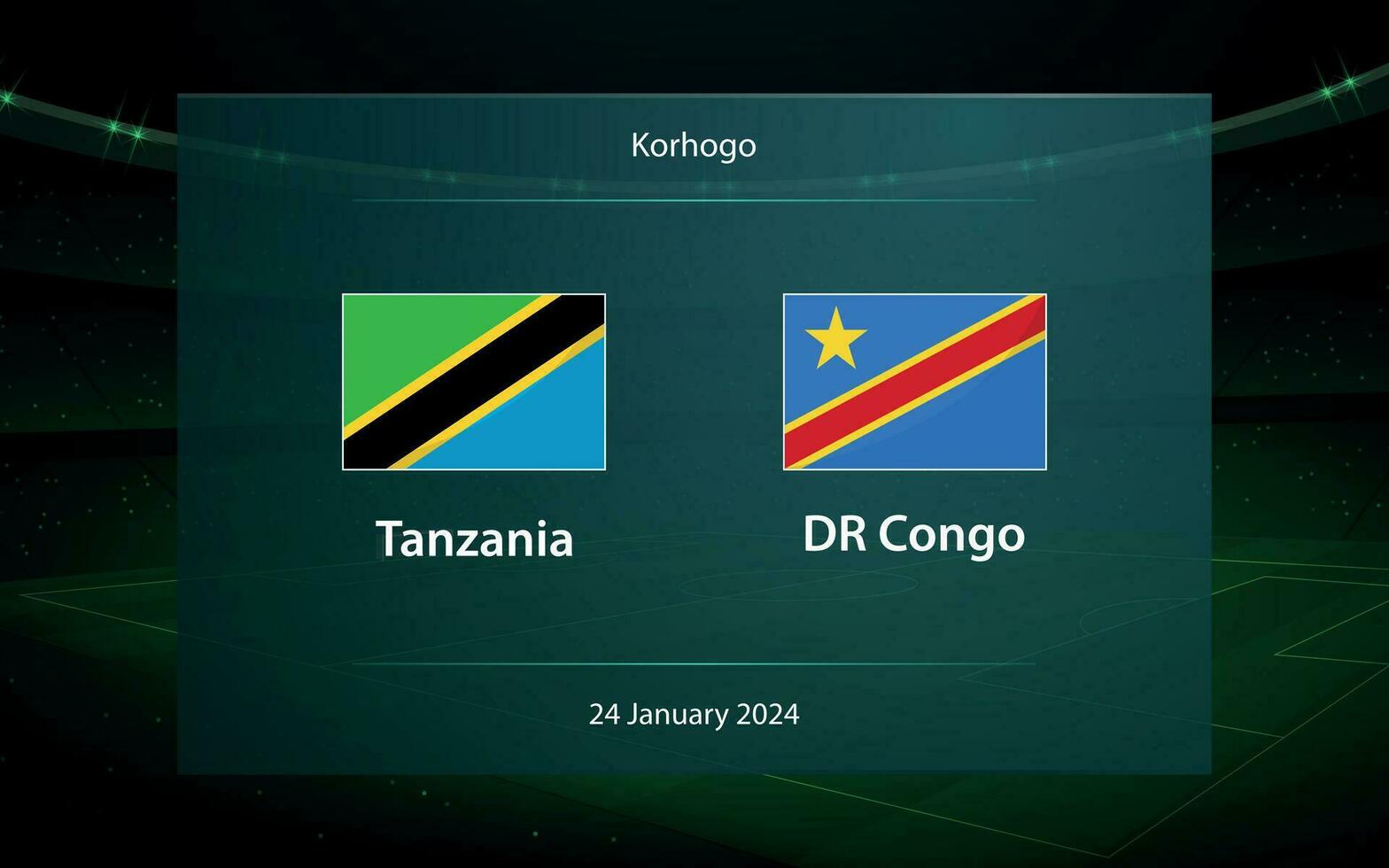 Tanzania vs dr congo. calcio tabellone segnapunti trasmissione grafico vettore