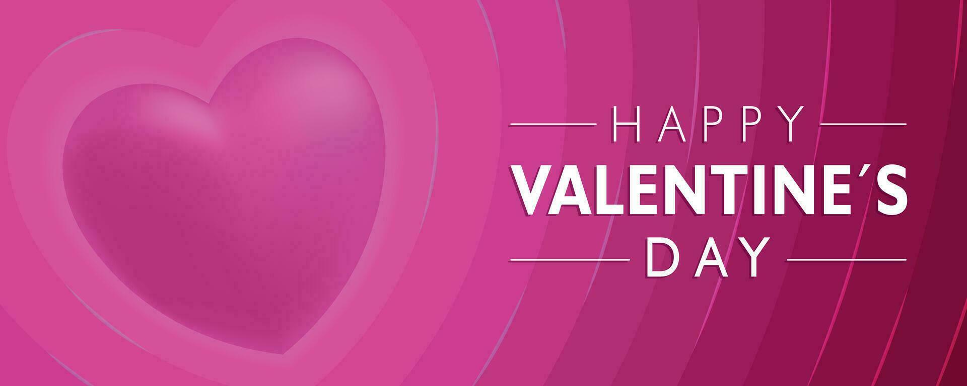 tre dimensionale cuore con rosa sfondo nel bandiera design per San Valentino giorno vettore