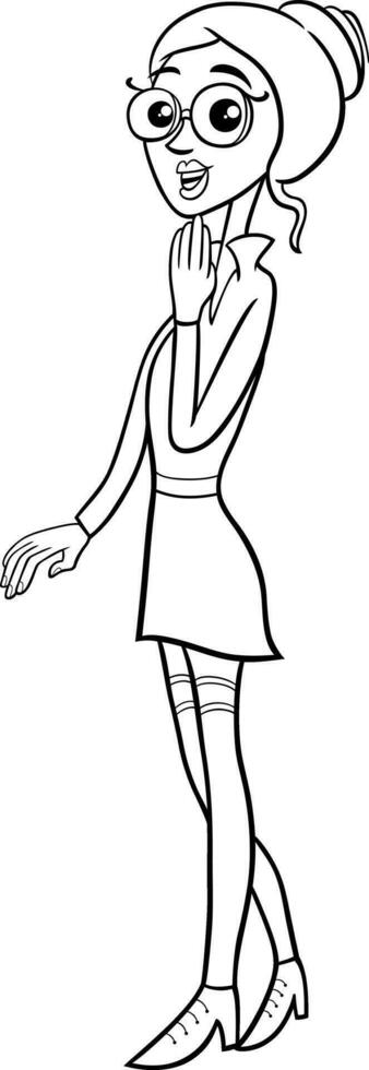 cartone animato sorpreso ragazza o giovane donna personaggio colorazione pagina vettore