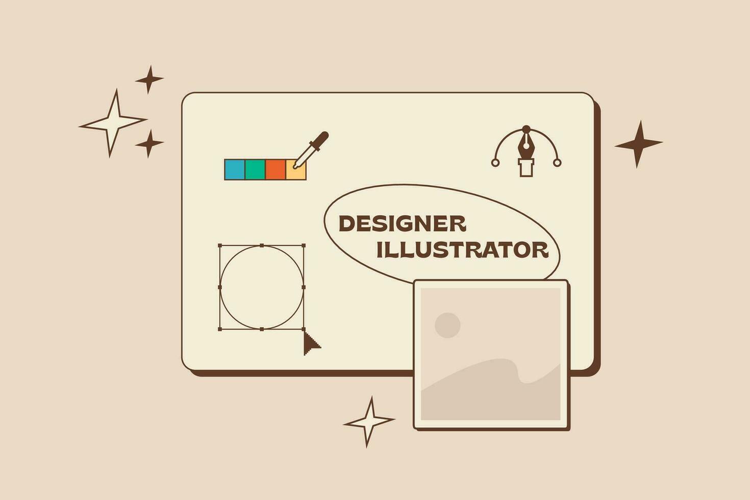 computer programma interfaccia per disegno grafico elementi. professionale Software per progettista. digitale illustratori opera. vettore piatto illustrazione.