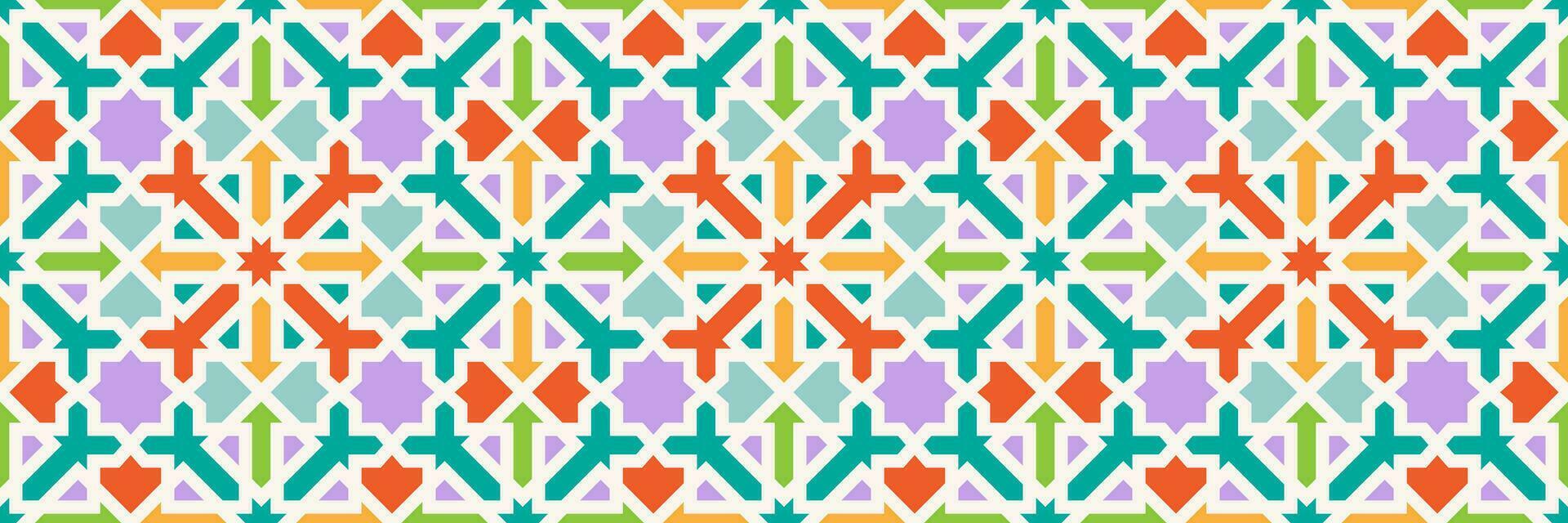 tradizionale islamico geometrico modello. sfondo struttura per saluto design Ramadan kareem colorato dettaglio di mosaico. fantasia pietra sollievo nel Arabo architettonico stile. vettore piatto illustrazione.