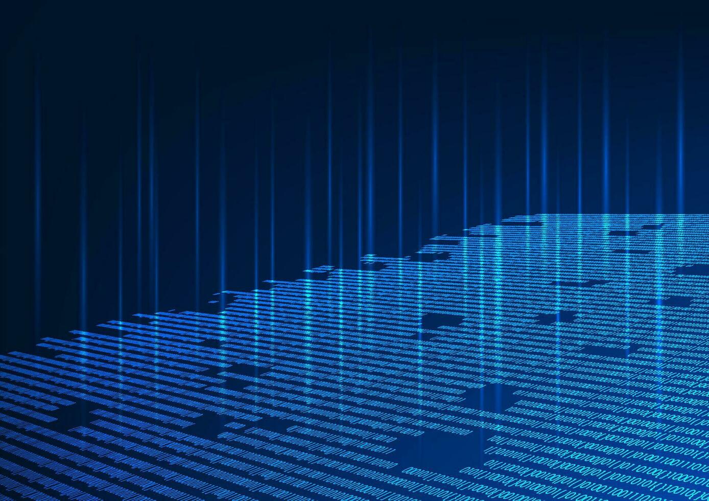 astratto sfondo tecnologia numerico codice per scrittura Software con travi di digitale informazione crescente su mostrando il sviluppo di informazione Software nel il industria, vettore illustrazione.