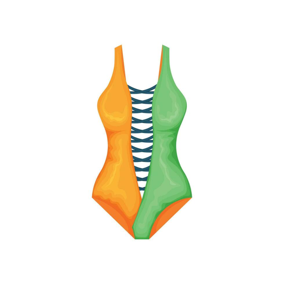 costume da bagno. donne S chiuso costume da bagno nel verde. donne S spiaggia accessorio. bagnarsi Abiti. vettore illustrazione isolato su un' bianca sfondo