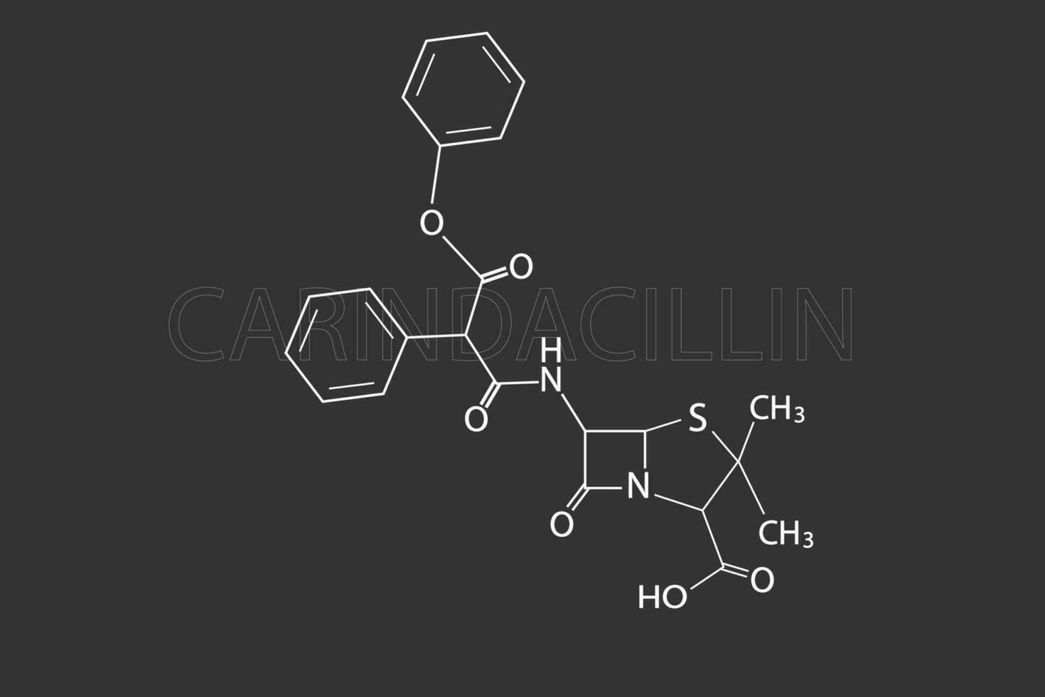 carindacillina molecolare scheletrico chimico formula vettore