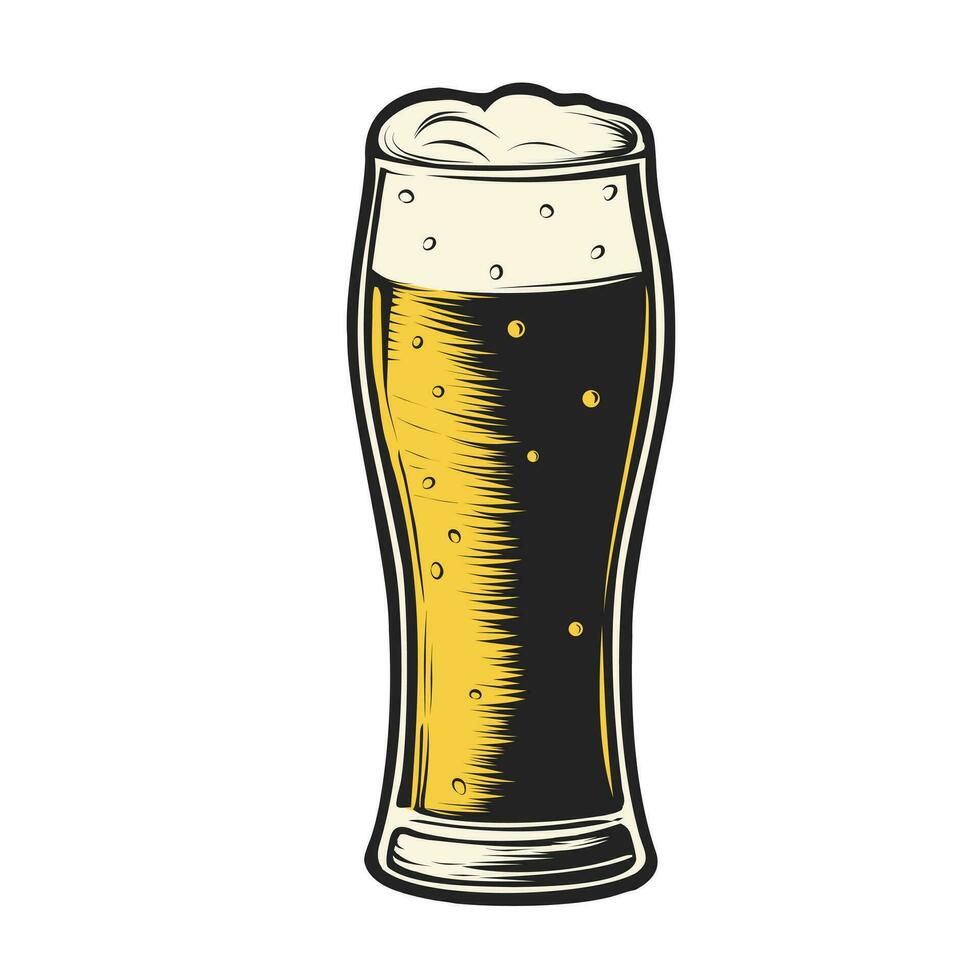 birra bicchiere pieno di Grano birra con schiuma. Vintage ▾ colore vettore incisione illustrazione isolato su bianca sfondo per ragnatela, manifesto, invito per festa e Oktoberfest.