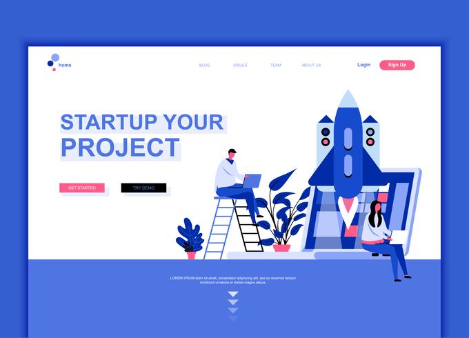 Concetto di modello di design moderno piatto web page di Startup Your Project vettore