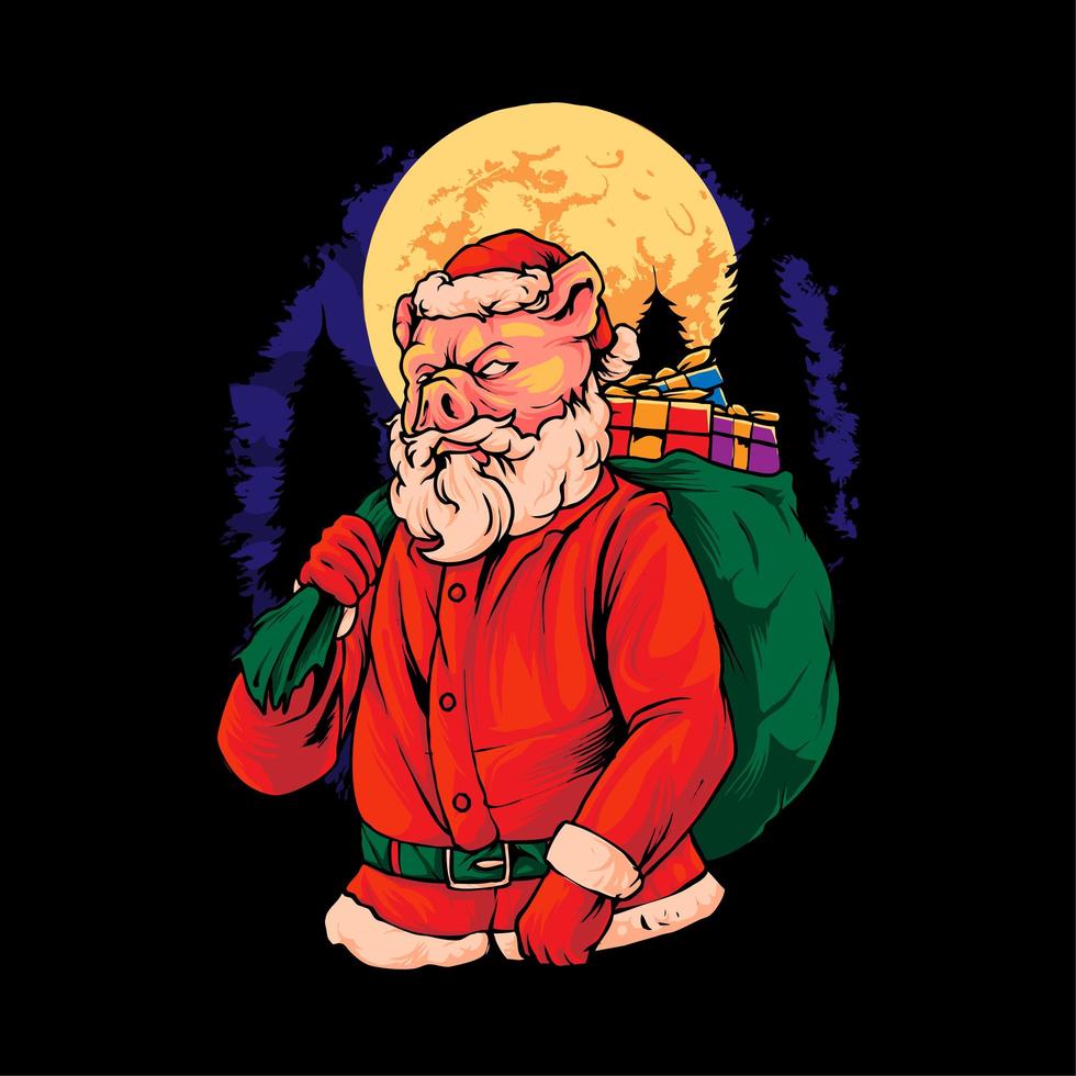 piggy babbo natale illustrazione vettore