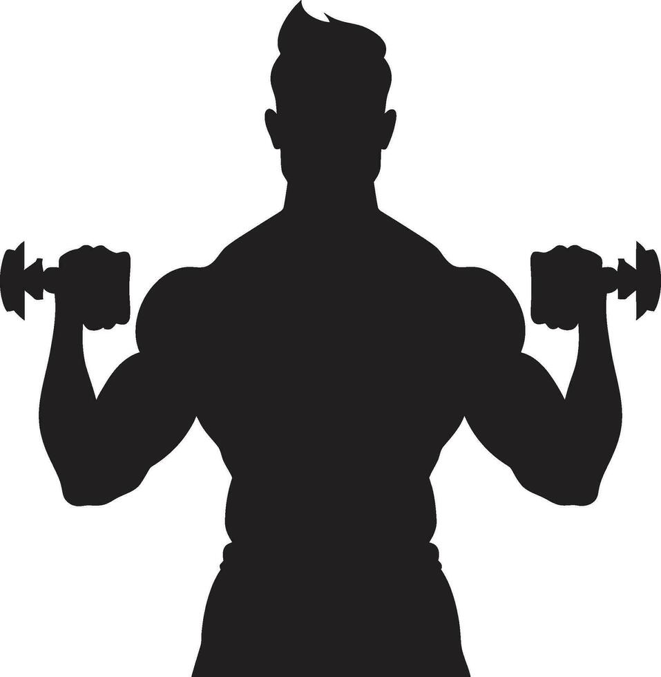 fitness modulo nero vettore emblema muscolo padronanza manubrio uomo logo