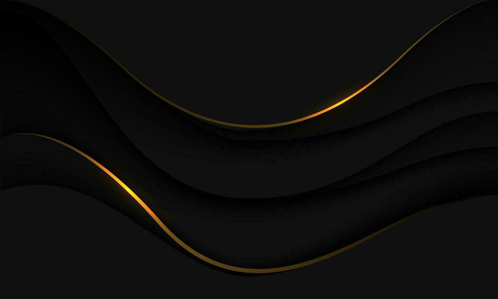 astratto oro linea curva su nero ombra sovrapposizione design moderno futuristico lusso creativo sfondo vettore