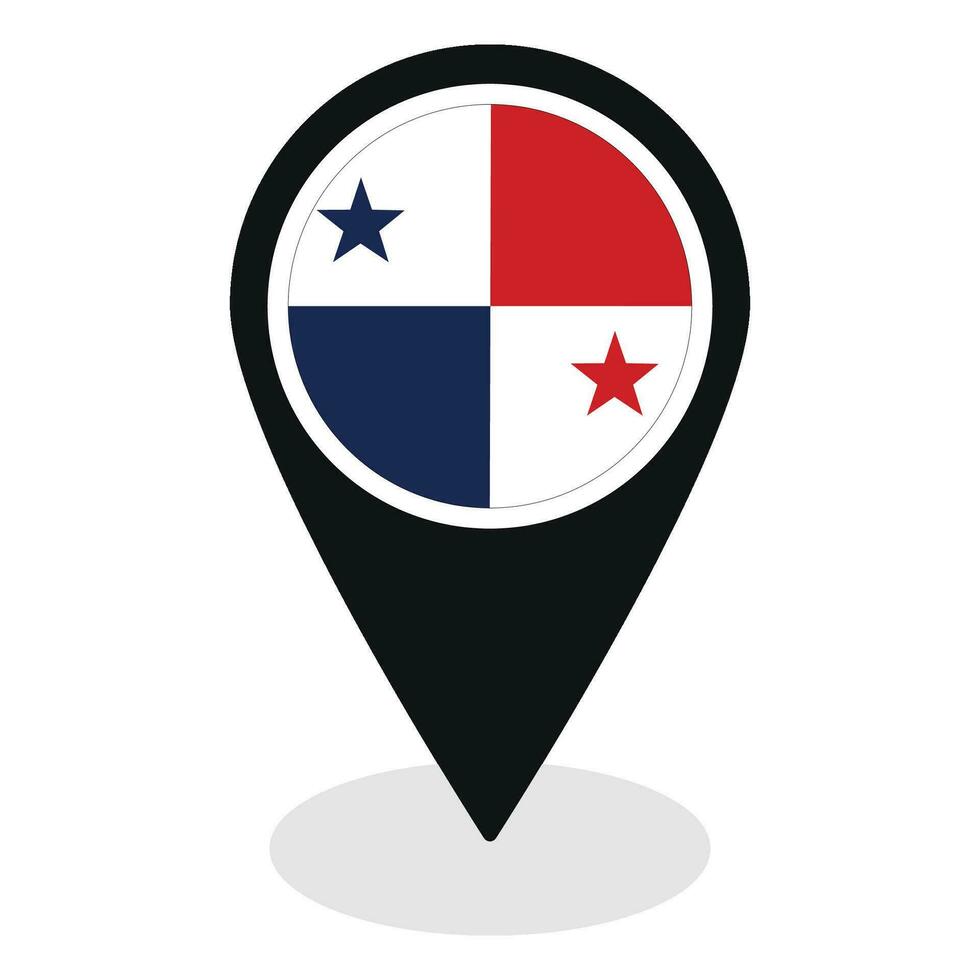 Panama bandiera su carta geografica Pinpoint icona isolato. bandiera di Panama vettore
