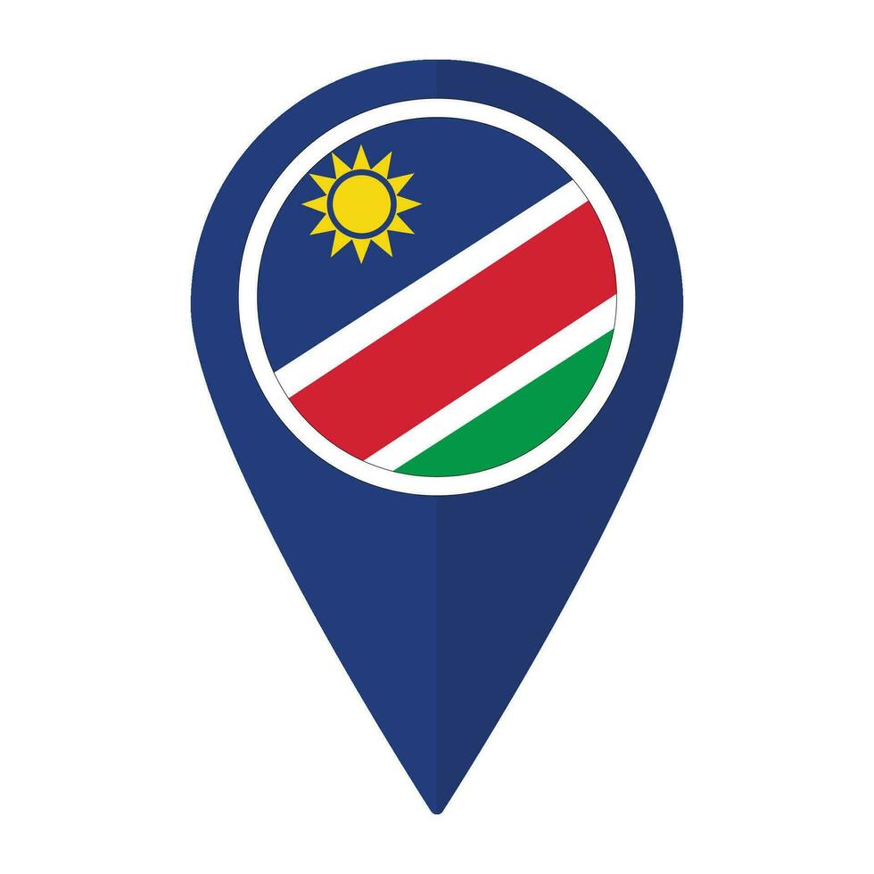 namibia bandiera su carta geografica Pinpoint icona isolato. bandiera di namibia vettore
