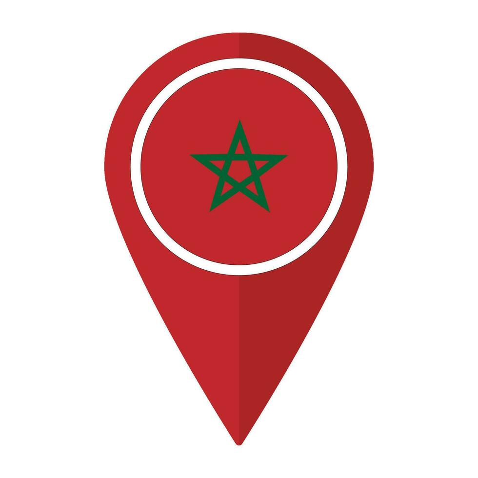 Marocco bandiera su carta geografica Pinpoint icona isolato. bandiera di Marocco vettore