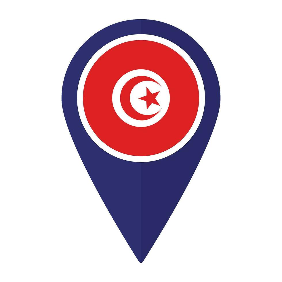 tunisia bandiera su carta geografica Pinpoint icona isolato. bandiera di tunisia vettore