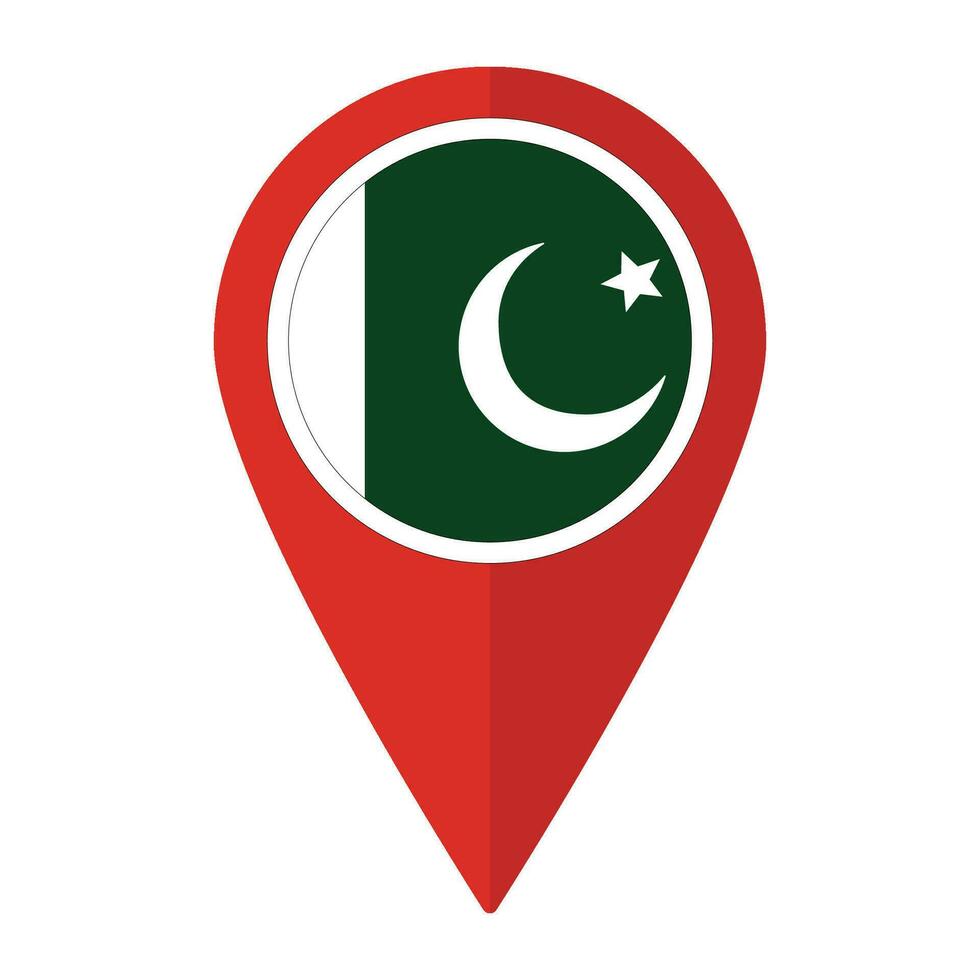 Pakistan bandiera su carta geografica Pinpoint icona isolato. bandiera di Pakistan vettore