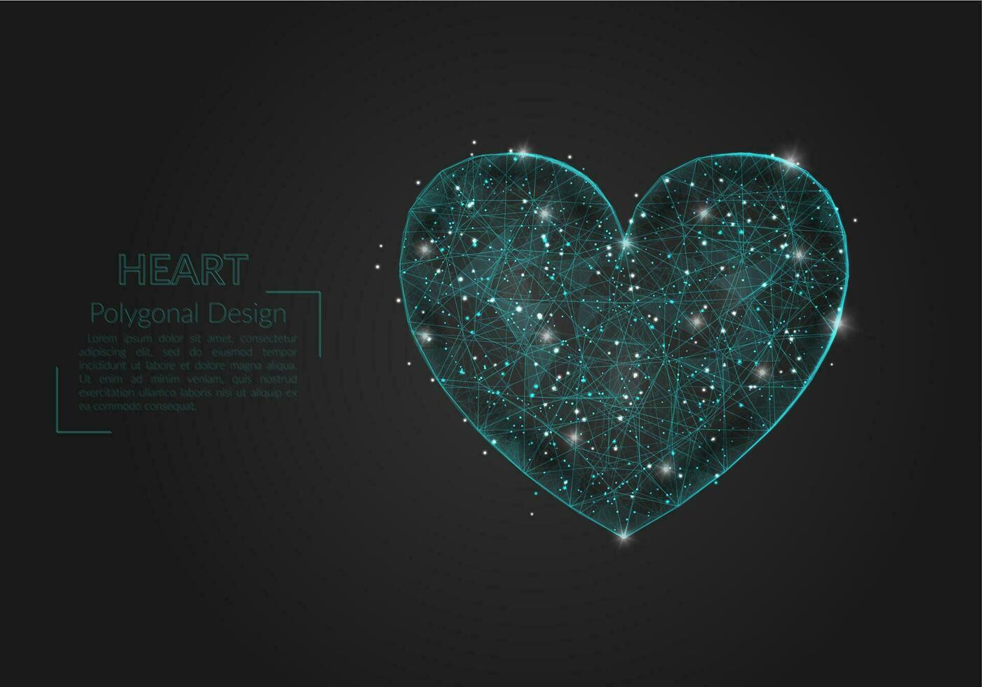 astratto isolato blu Immagine di un' cuore. poligonale illustrazione sembra piace stelle nel il nero notte cielo nel spase o volante bicchiere frammenti. digitale design per sito web, ragnatela, Internet vettore