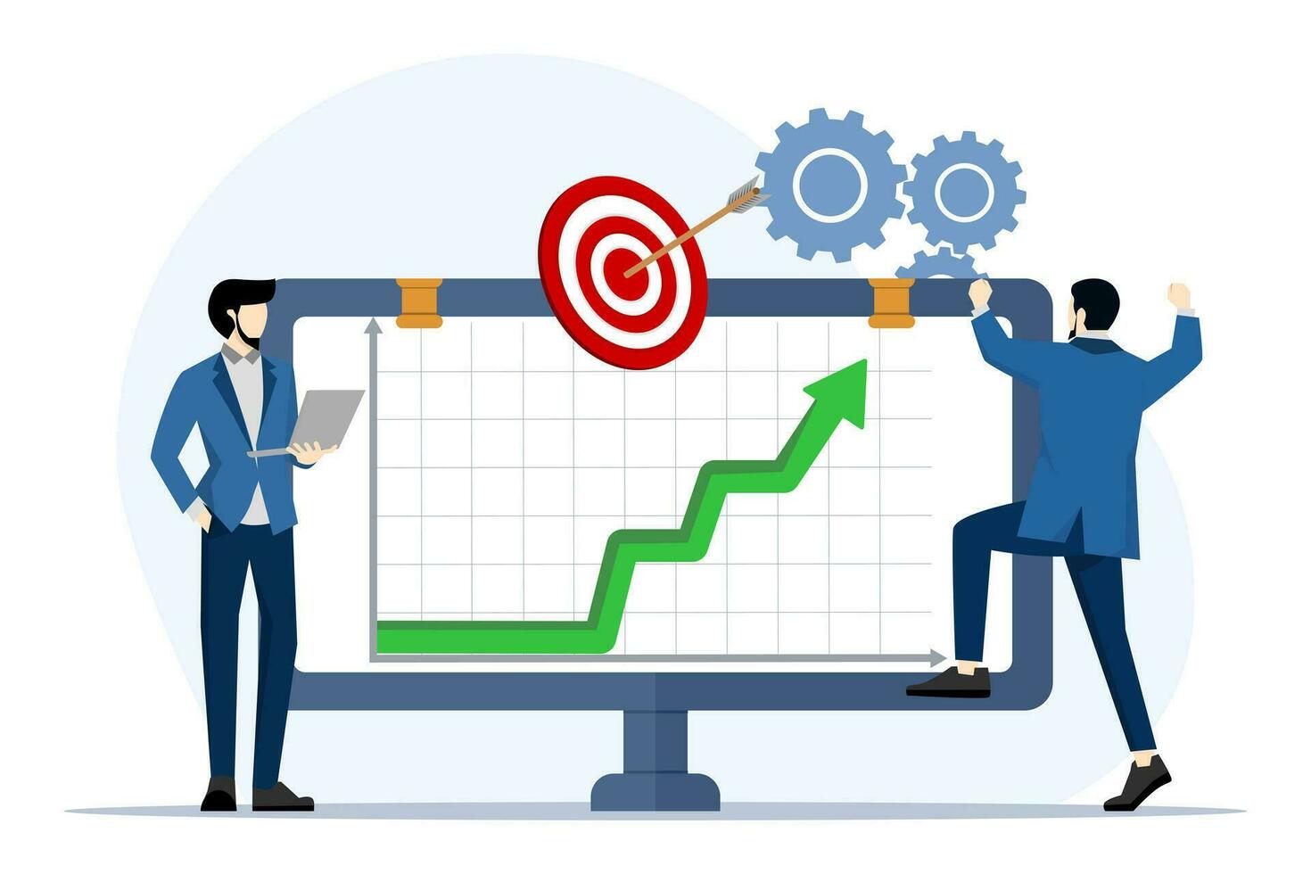 attività commerciale squadra analizzando dati e ricerca su pannello di controllo ragnatela monitoraggio rapporto monitoraggio finanziario investimento concetti e grafici, attività commerciale squadra analizzando finanziario dati e ricerca. vettore