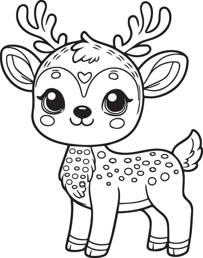 un' carino bambino cervo colorazione pagina linea arte vettore