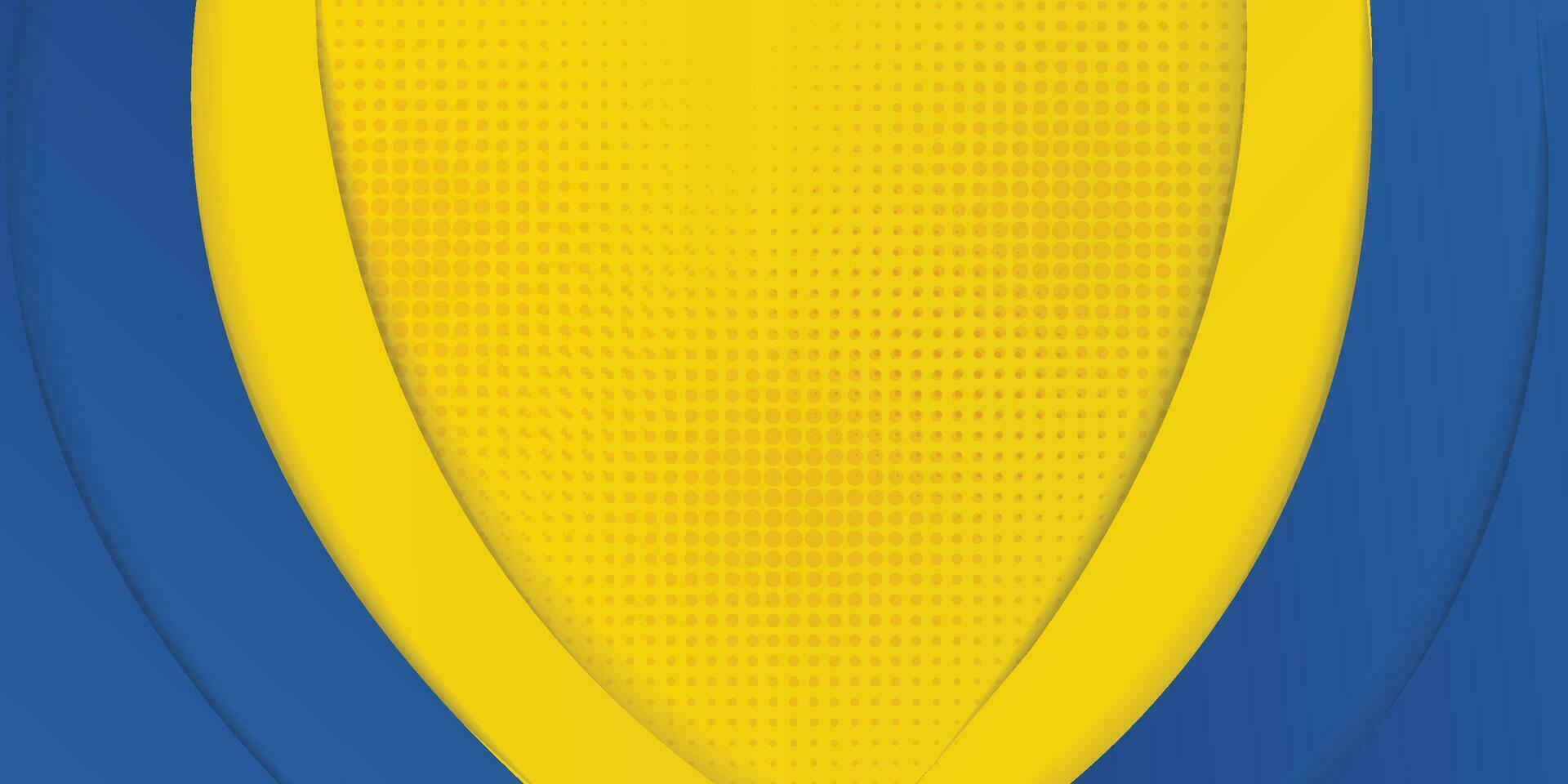 astratto giallo e blu geometrico curva sovrapposizione strato sfondo con mezzitoni puntini decorazione. moderno orizzontale bandiera modello design. completo da uomo per coperchio, intestazione, manifesto, striscione, sito web, attività commerciale vettore