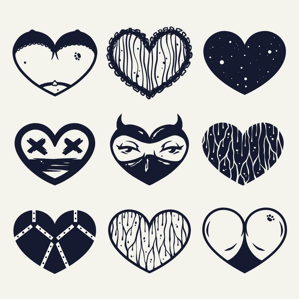 silhouette impostato di amore cuore per san valentino giorno vacanza. primavera vettore illustrazione per febbraio festa design