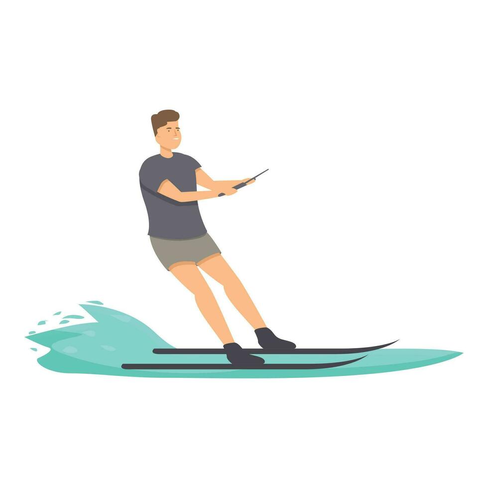 ragazzo acqua sciare icona cartone animato vettore. tavola surfer vettore