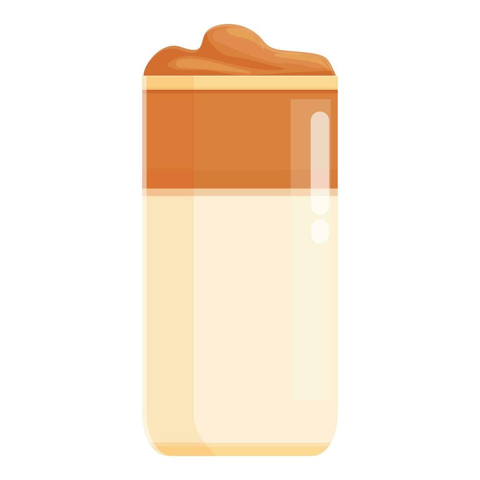 bicchiere bevanda latte macchiato icona cartone animato vettore. dalgona cibo vettore