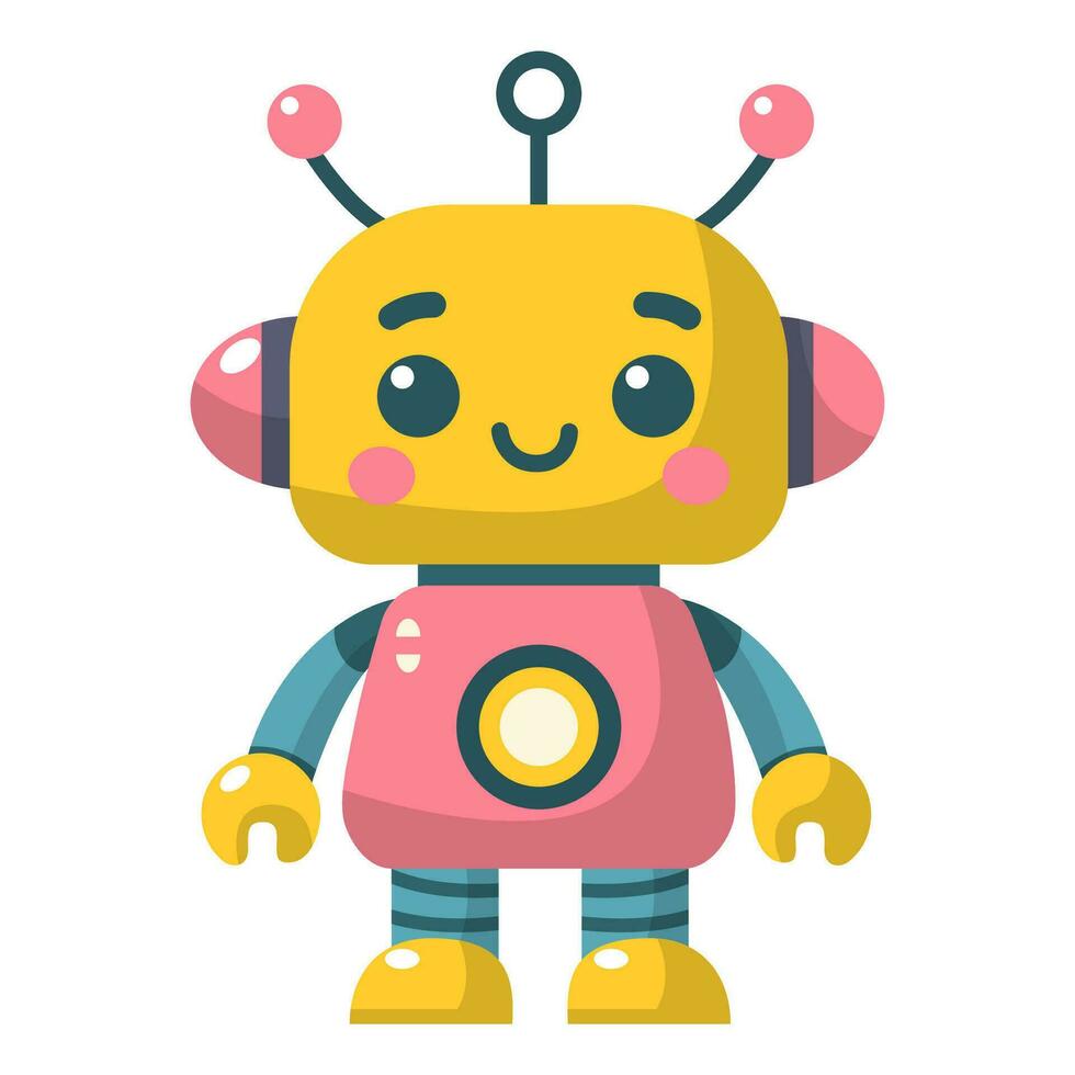 carino giallo e rosa robot vettore