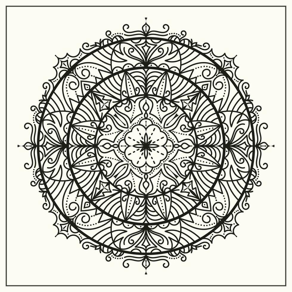 mandala per colorazione libro. orientale decorativo elemento per stampa, colorazione pagina, alcanna design. Islam, Arabo, indiano, marocchino, spagna, Turco, Pakistan, Cinese, mistico, ottomano motivi. vettore