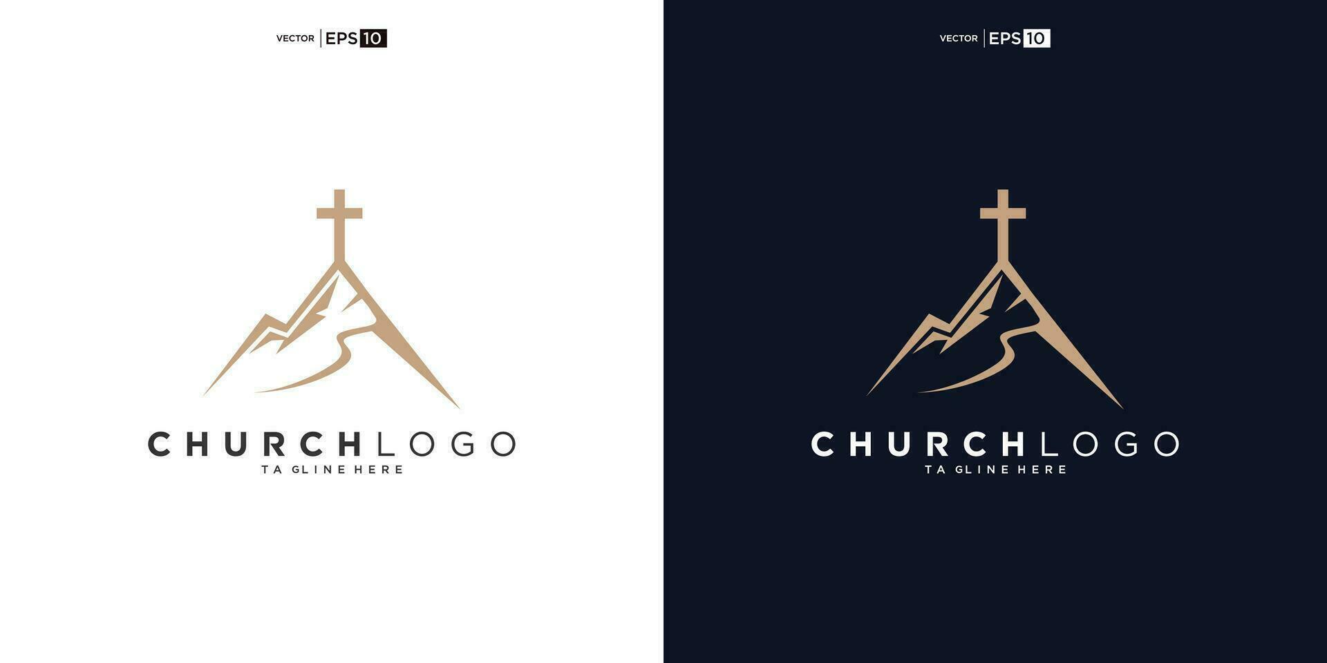 Chiesa logo disegni con montagna, minimalista logo. persone Chiesa vettore logo design modello