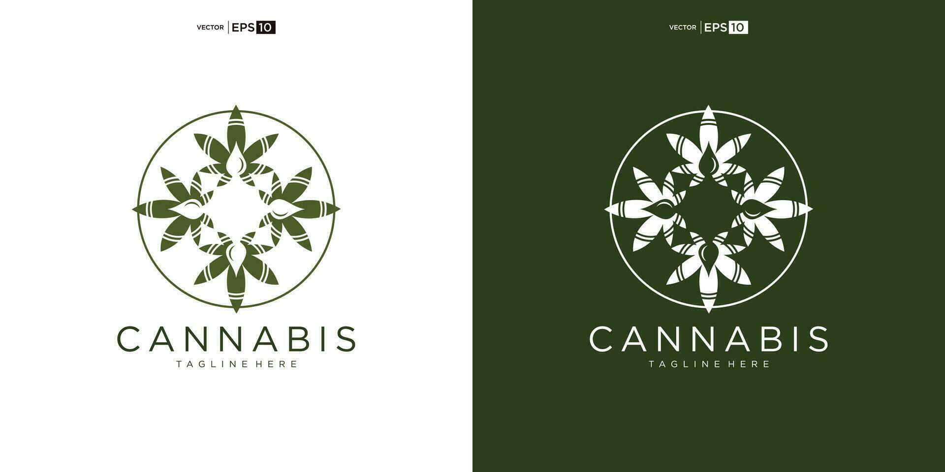 astratto marijuana, canapa per CBD logo design vettore