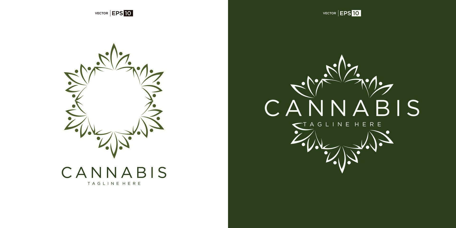 astratto marijuana, canapa per CBD logo design vettore