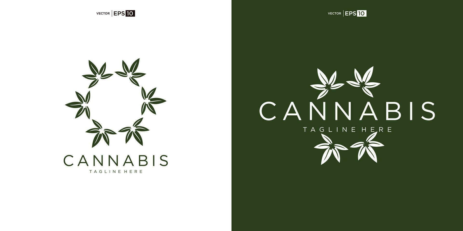 astratto marijuana, canapa per CBD logo design vettore