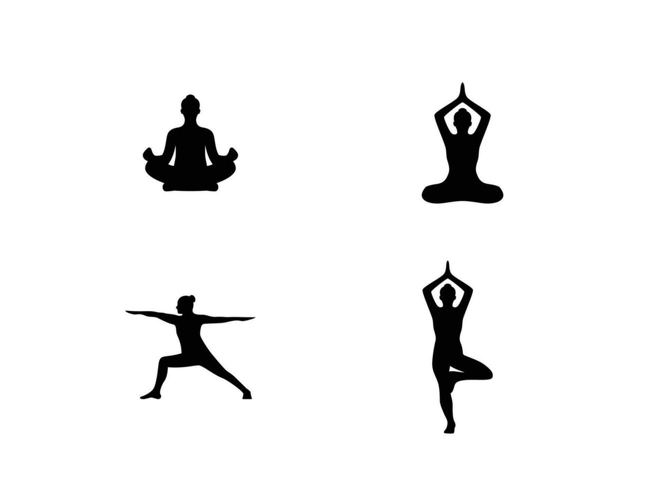 impostato di yoga logo vettore illustrazione. yoga posa silhouette vettore icona