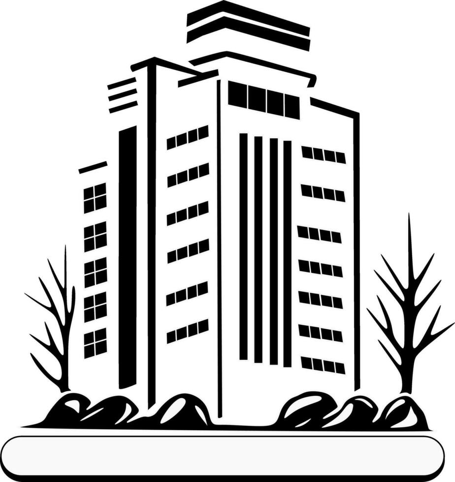 illustrazione raffigurante un' moderno grattacielo costruzione, in mostra suo architettonico design e verticale presenza nel un' metropolitano paesaggio vettore