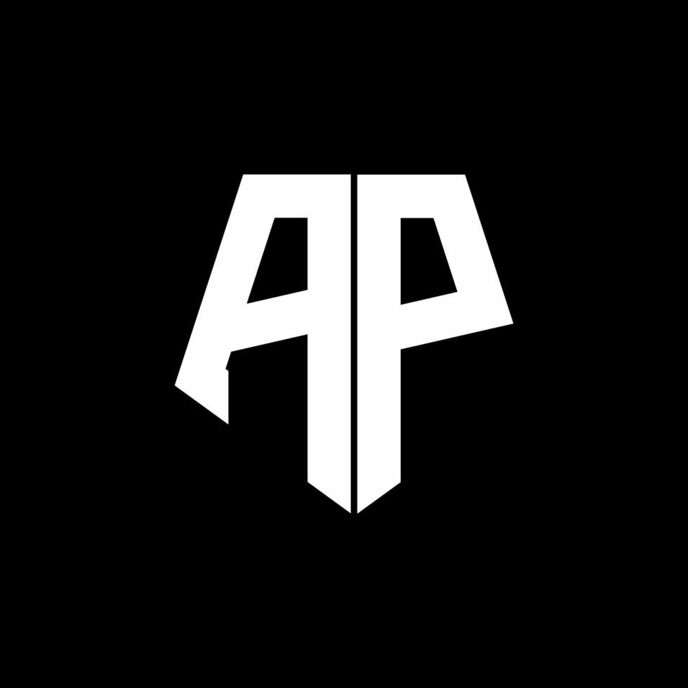 ap logo monogramma con modello di design in stile a forma di pentagono vettore