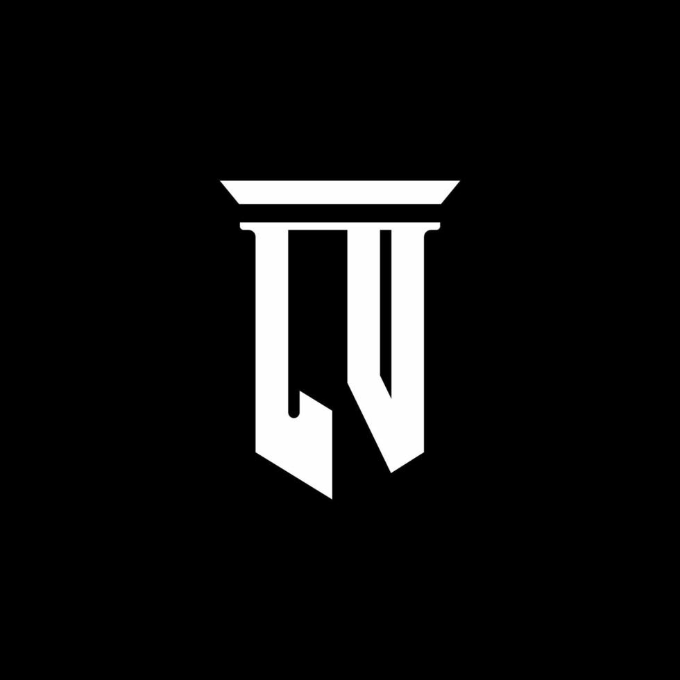 logo monogramma lv con stile emblema isolato su sfondo nero vettore